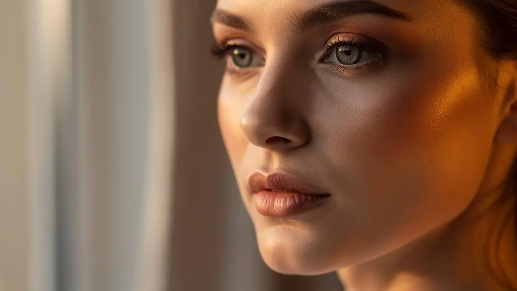 Mujer de perfil con luz natural iluminando su pomulo, mostrando la zona ideal para aplicar colorete de forma natural