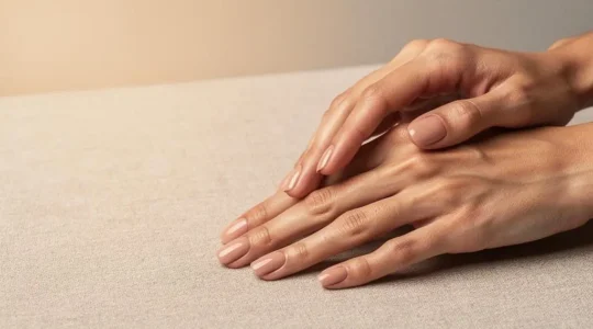 Manos con una manicura profesional impecable y minimalista, simbolizando una manicura de larga duración