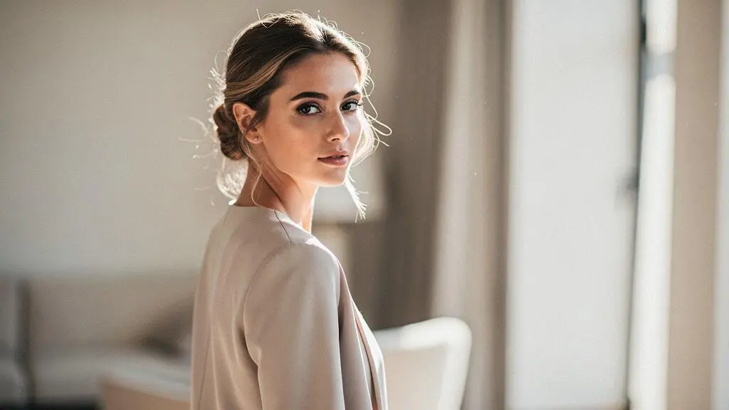 Mujer con un recogido elegante y natural que luce impecable durante todo el día sin efecto rígido