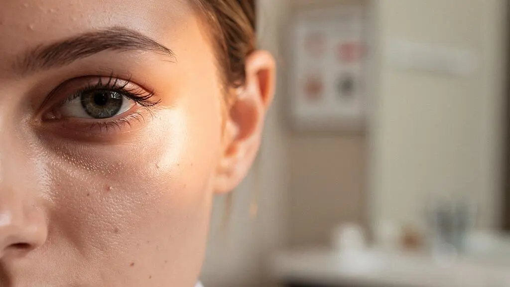 Primer plano editorial del contorno de ojos de una mujer mostrando el contraste entre piel con ojeras y piel corregida