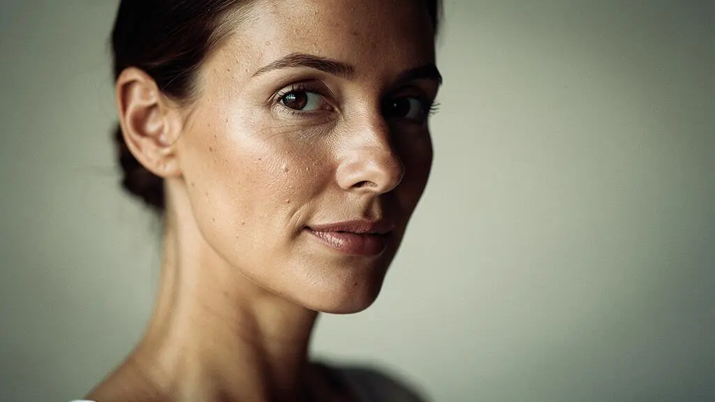 Mujer con piel luminosa y saludable iluminada por luz natural suave, simbolizando la prevencion del envejecimiento prematuro