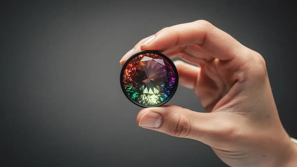 Joyero examinando de cerca una gema preciosa de color azul con una lupa profesional sobre fondo neutro